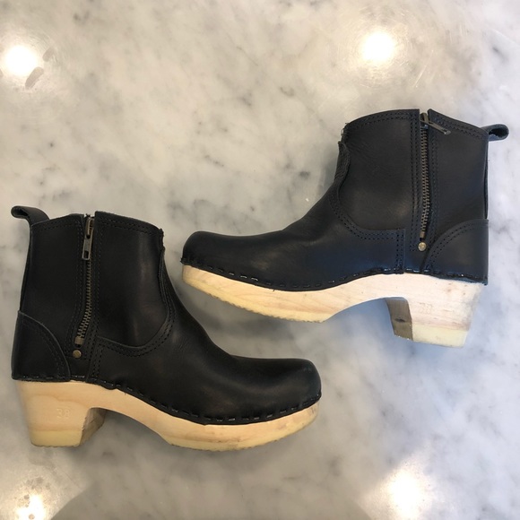 no 6 leather clog buckle boot